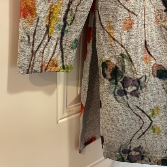 Soft Surroundings Watercolor Poppy Fields Long Sleeve Tunic Top Size XS - Picture 6 of 13